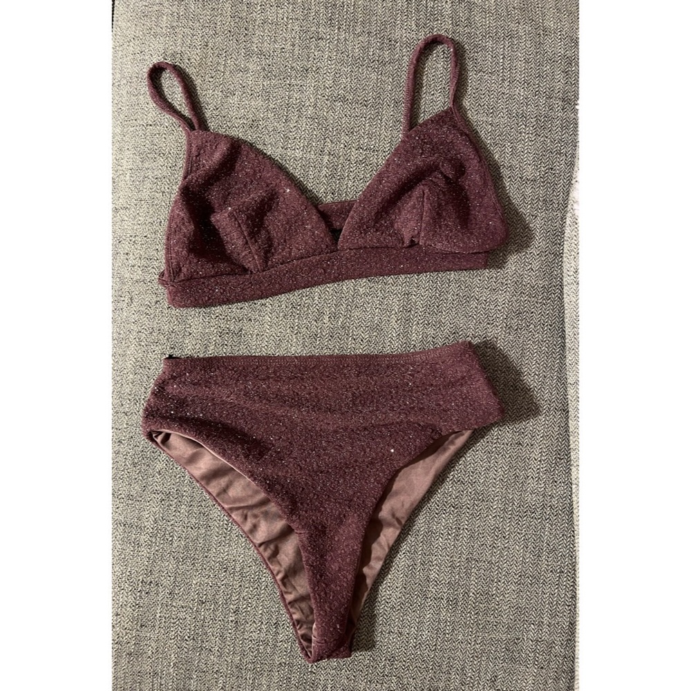 Windsor mauve glitter high waisted bikinis